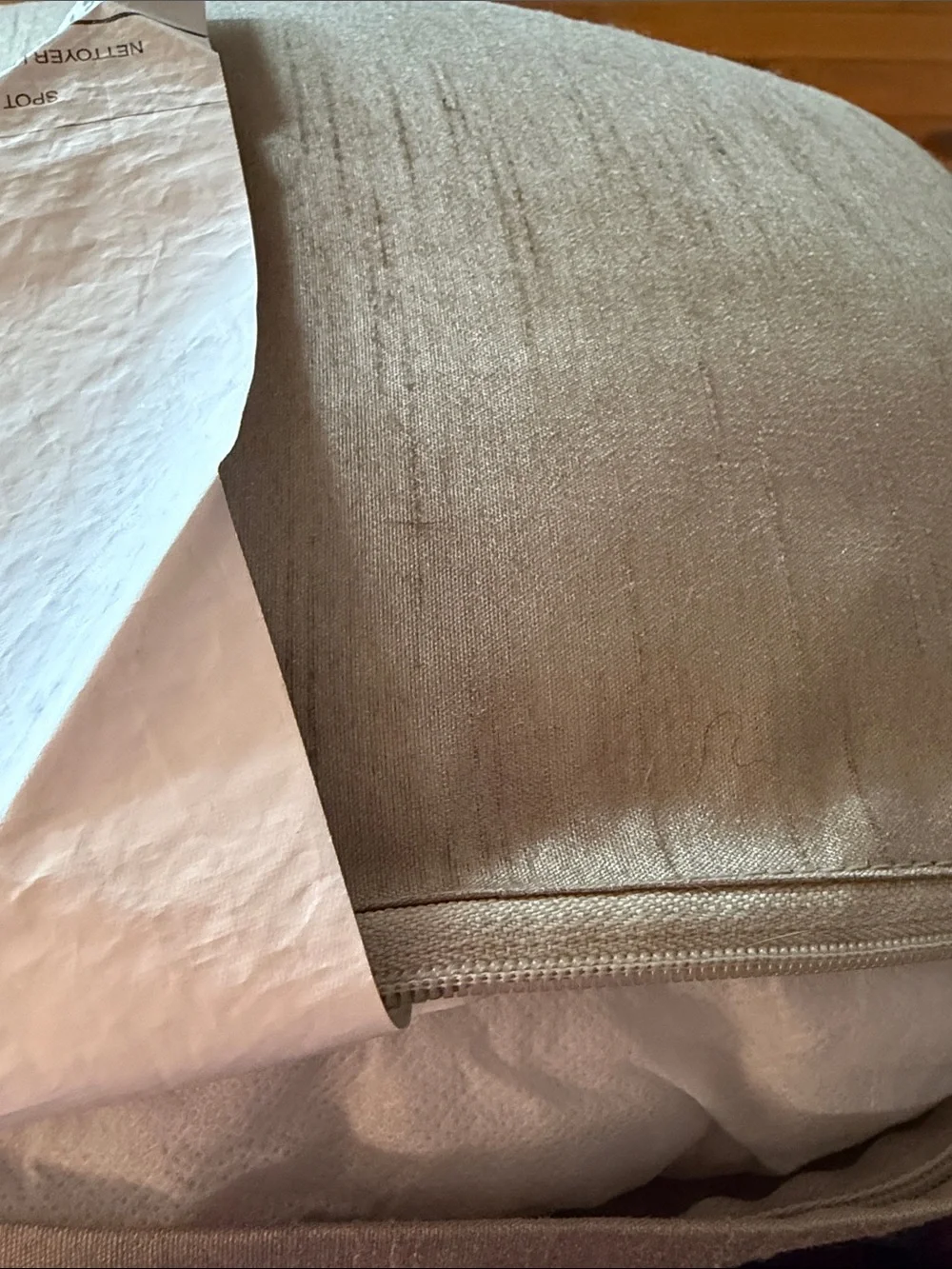 Pier 1 embroidered pillow. Cream with browns and blue. Excellent condition.